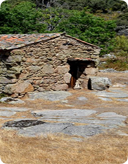 Chozo tradicional de piedra en el campo